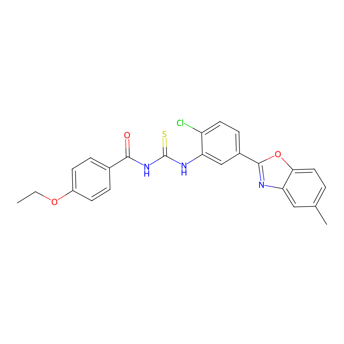 N-[[2-chloro-5-(5-methyl-1,3-benzoxazol-2-yl)phenyl]carbamothioyl]-4-ethoxybenzamide molecular structure, CAS 426230-54-8