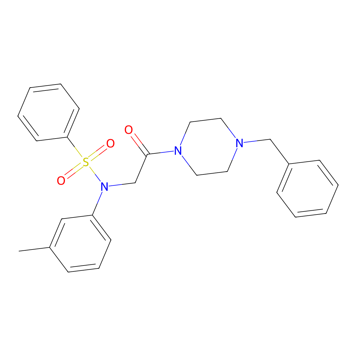N-[2-(4-benzylpiperazin-1-yl)-2-oxoethyl]-N-(3-methylphenyl)benzenesulfonamide molecular structure, CAS 426230-79-7