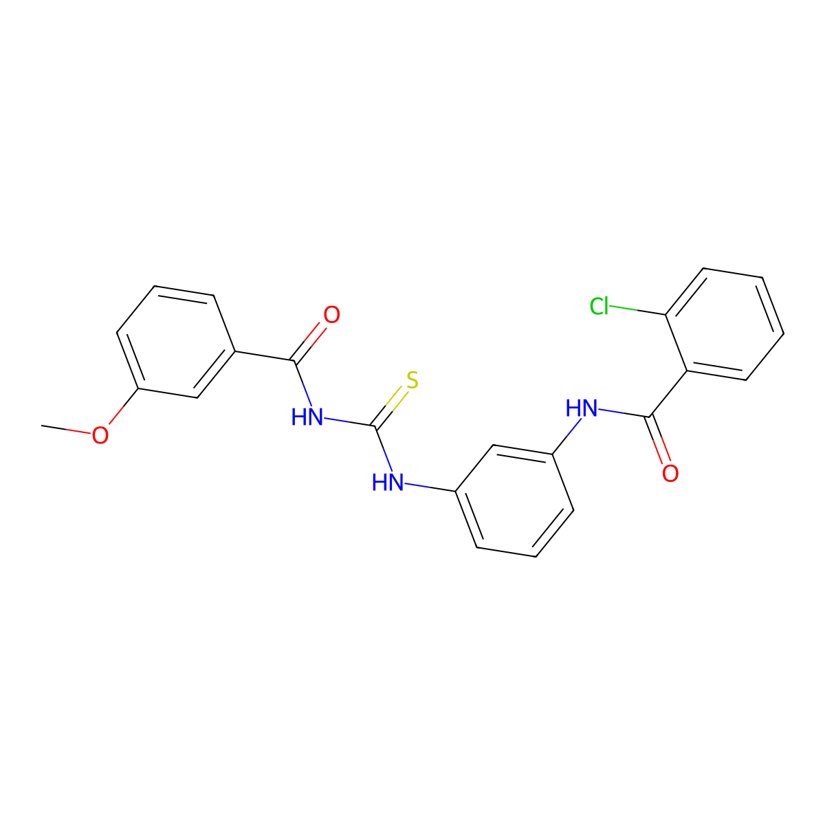 2-chloro-N-[3-[(3-methoxybenzoyl)carbamothioylamino]phenyl]benzamide molecular structure, CAS 426230-95-7