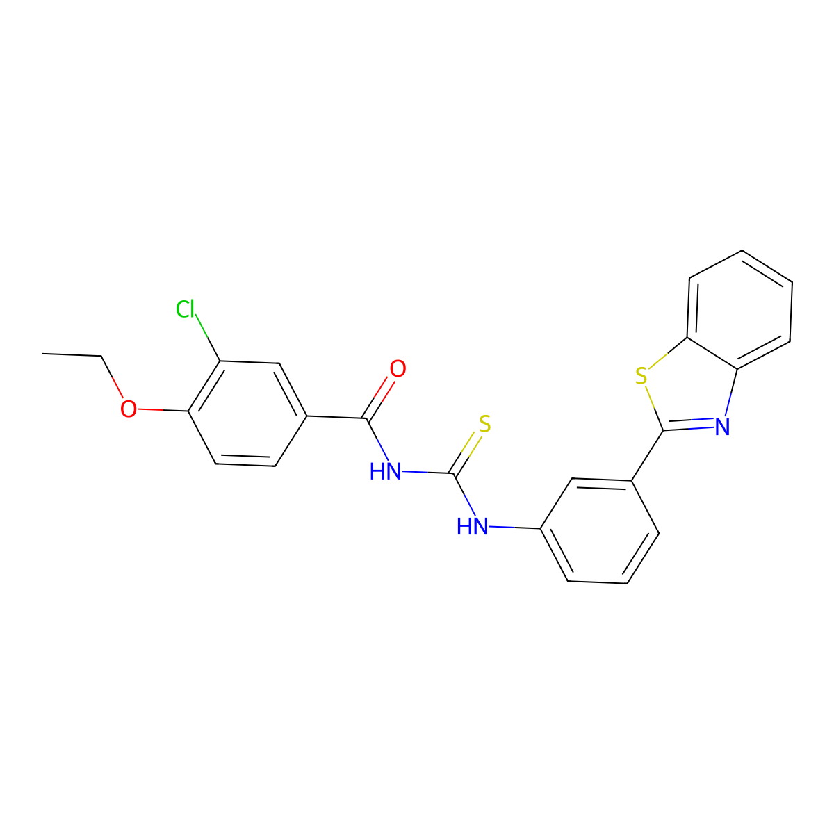 N-[[3-(1,3-benzothiazol-2-yl)phenyl]carbamothioyl]-3-chloro-4-ethoxybenzamide molecular structure, CAS 426230-96-8