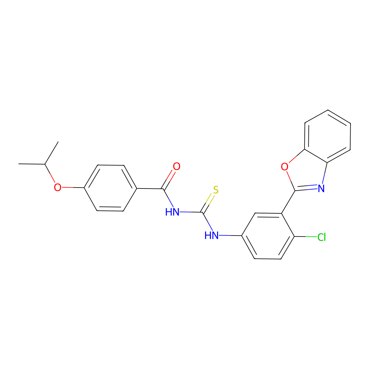 N-[[3-(1,3-benzoxazol-2-yl)-4-chlorophenyl]carbamothioyl]-4-propan-2-yloxybenzamide molecular structure, CAS 426231-01-8