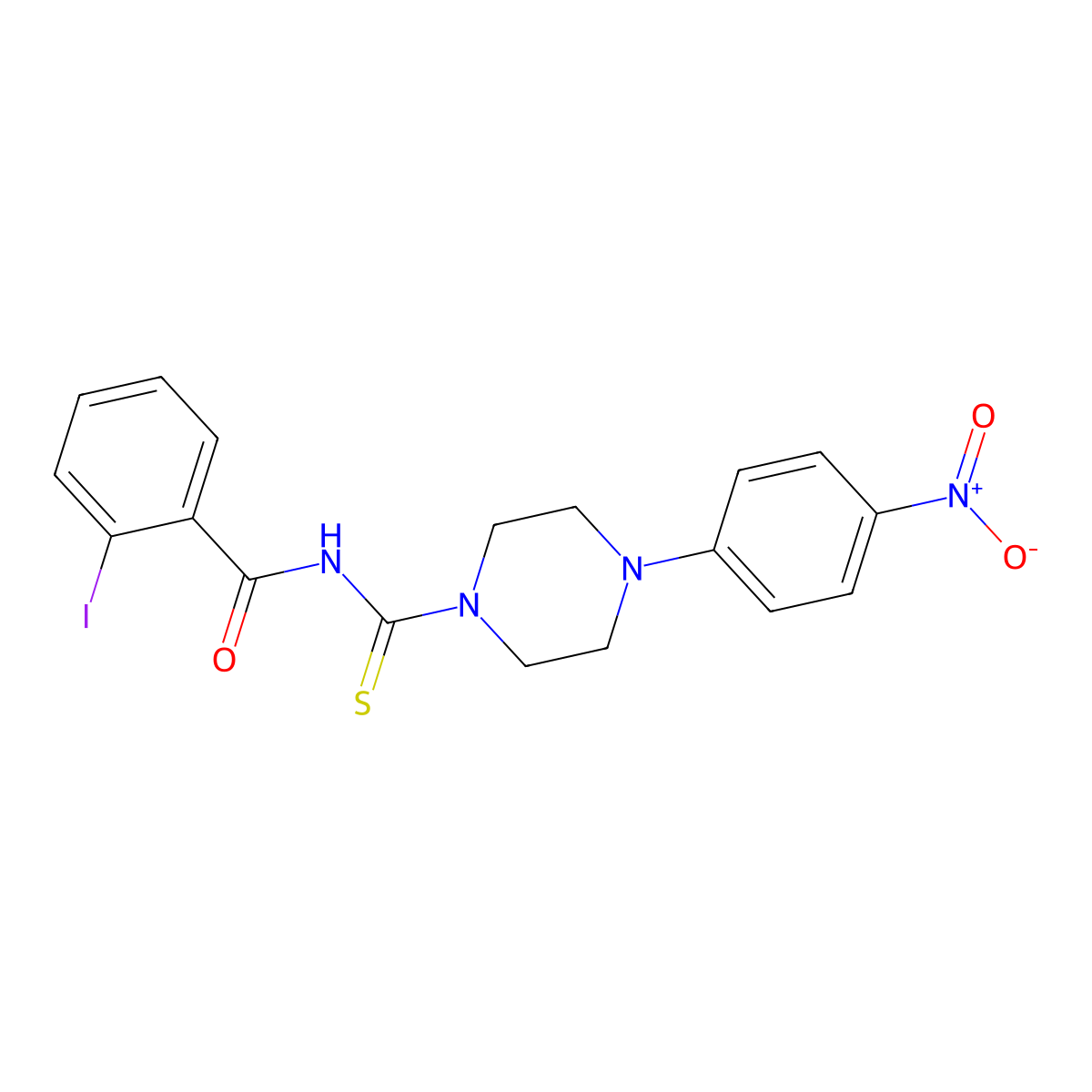 2-iodo-N-[4-(4-nitrophenyl)piperazine-1-carbothioyl]benzamide molecular structure, CAS 426231-17-6