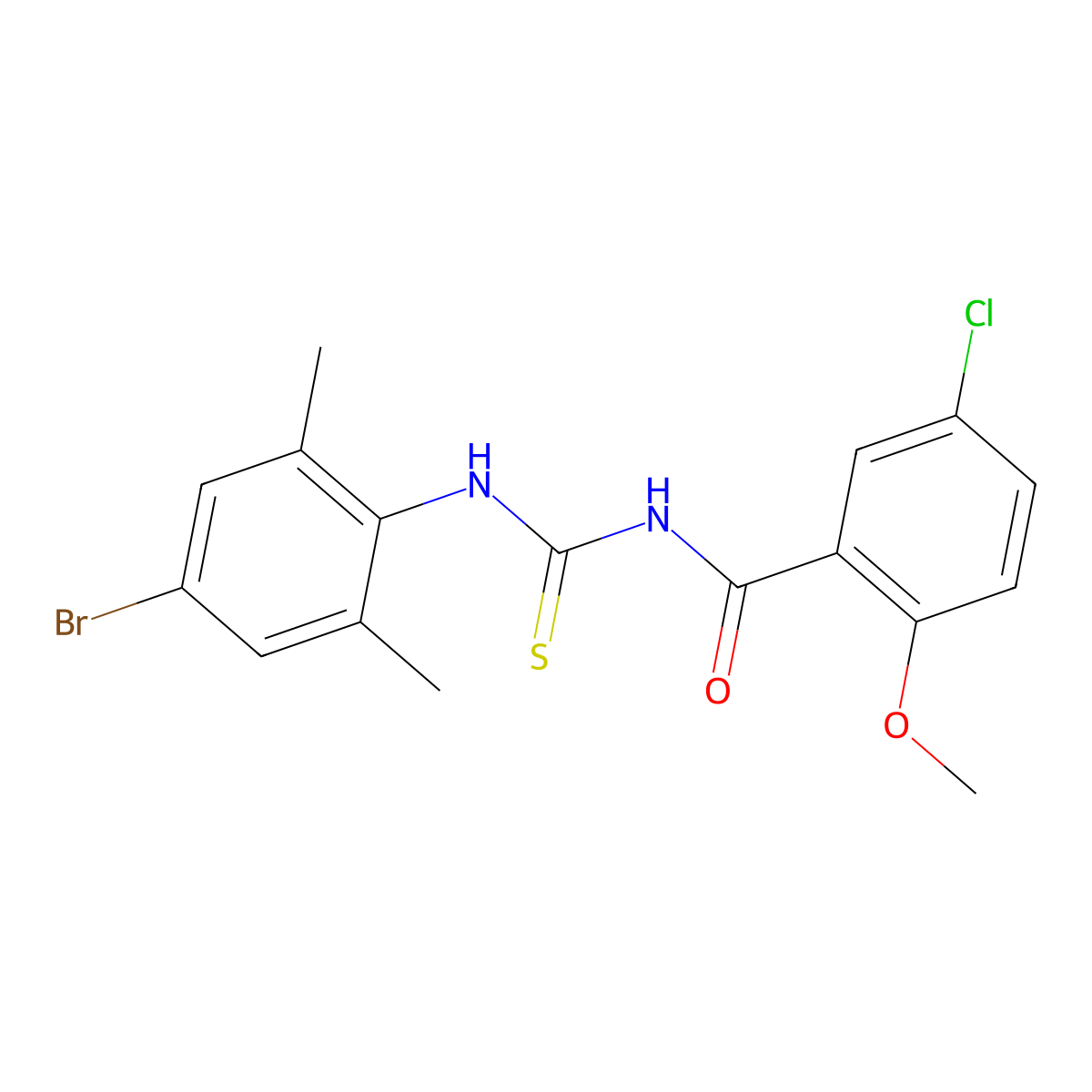 N-[(4-bromo-2,6-dimethylphenyl)carbamothioyl]-5-chloro-2-methoxybenzamide molecular structure, CAS 426231-20-1