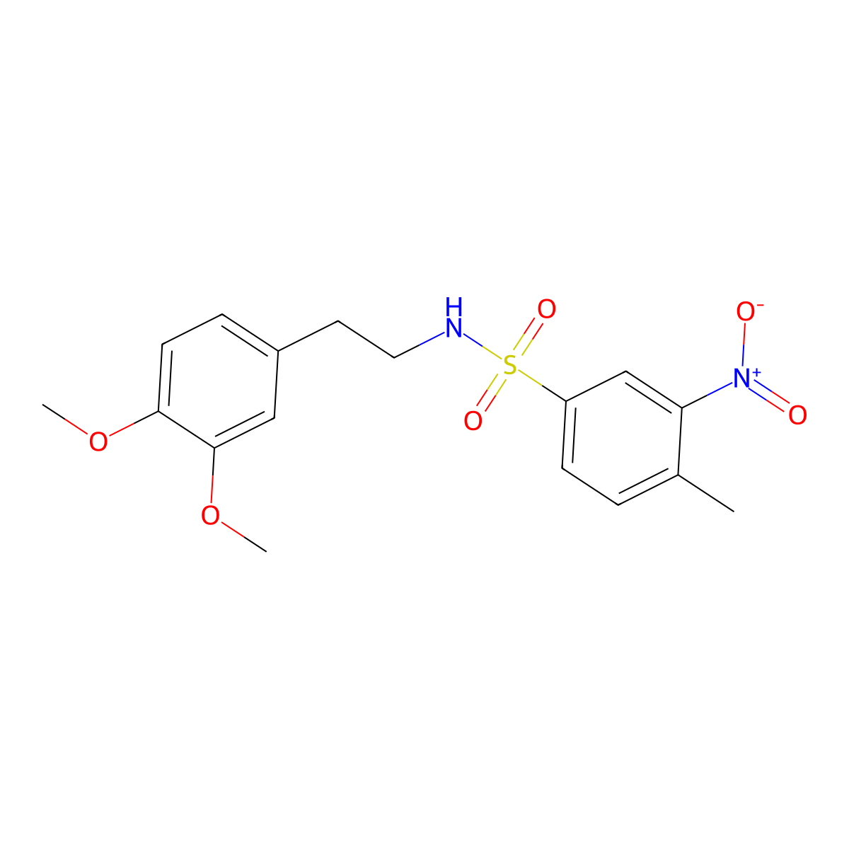 N-[2-(3,4-dimethoxyphenyl)ethyl]-4-methyl-3-nitrobenzenesulfonamide molecular structure, CAS 426231-34-7