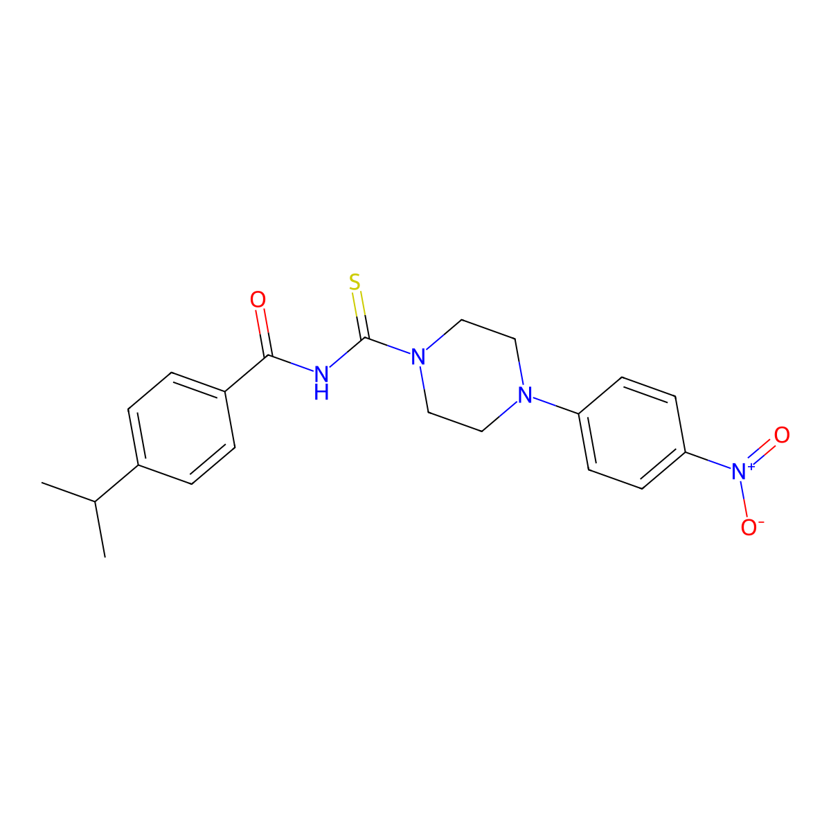 N-[4-(4-nitrophenyl)piperazine-1-carbothioyl]-4-propan-2-ylbenzamide molecular structure, CAS 426231-38-1