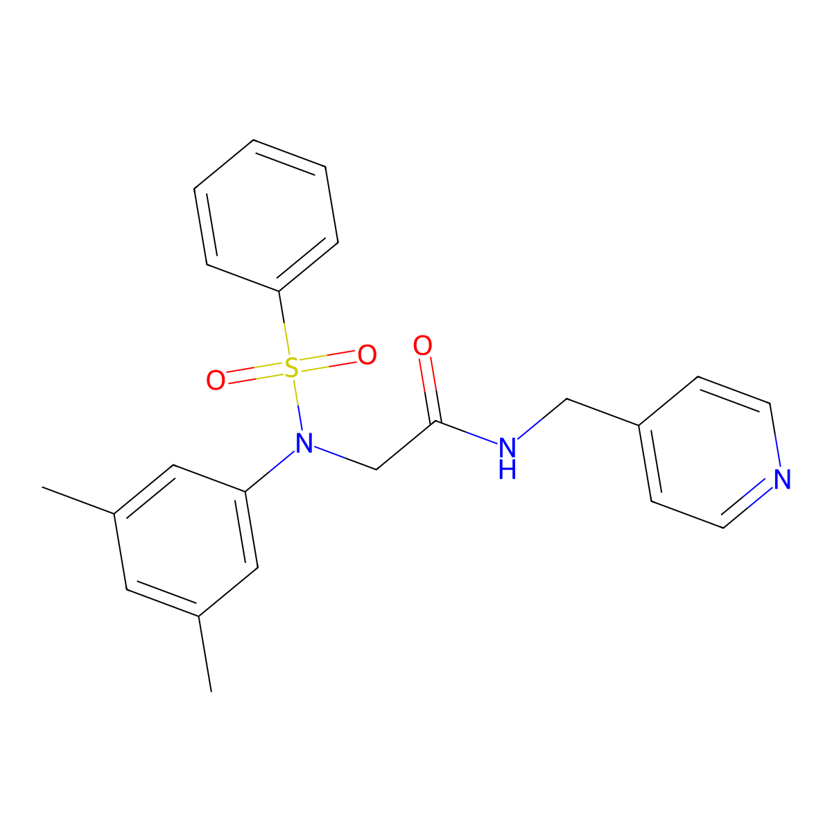 2-[N-(benzenesulfonyl)-3,5-dimethylanilino]-N-(pyridin-4-ylmethyl)acetamide molecular structure, CAS 426231-43-8