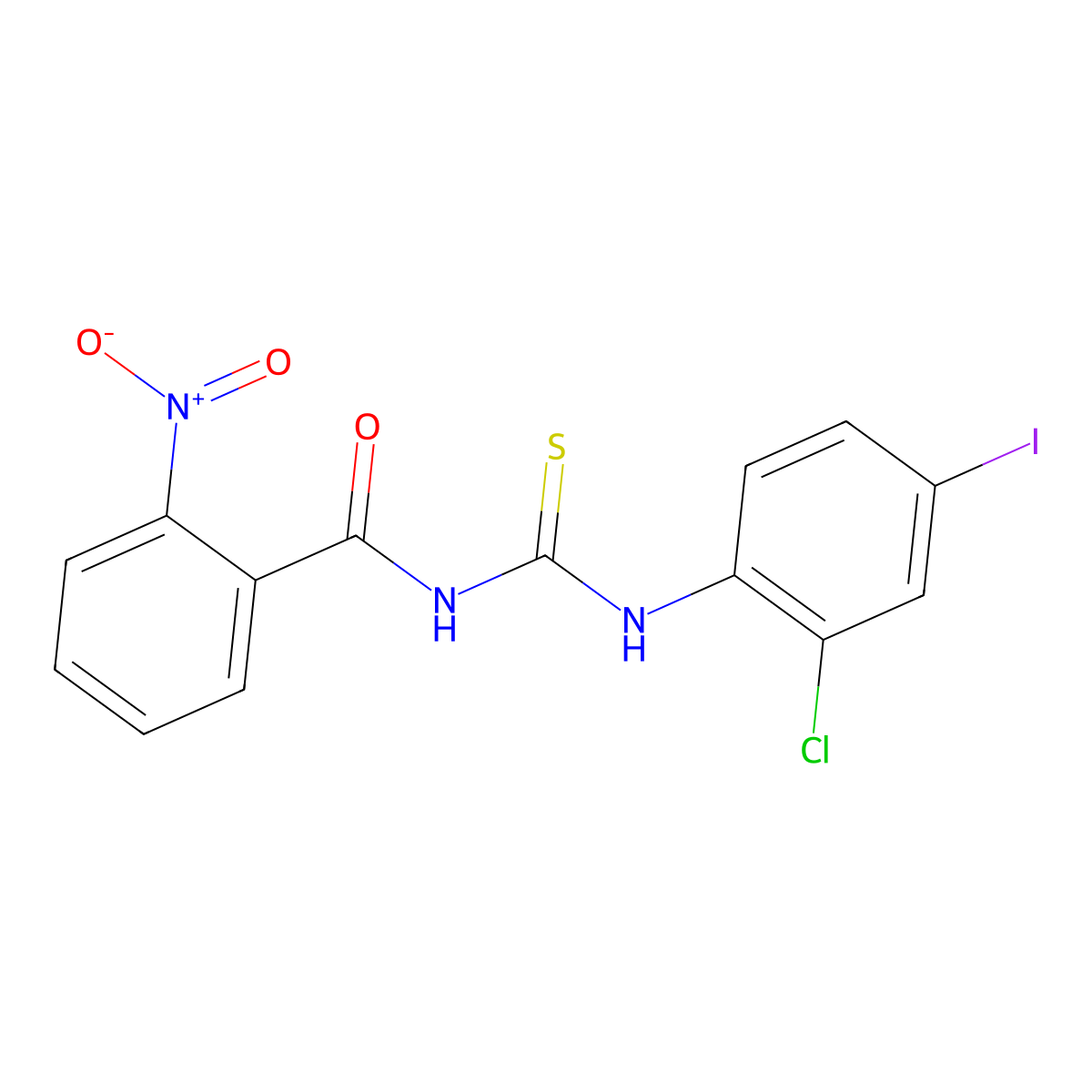 N-[(2-chloro-4-iodophenyl)carbamothioyl]-2-nitrobenzamide molecular structure, CAS 426231-47-2