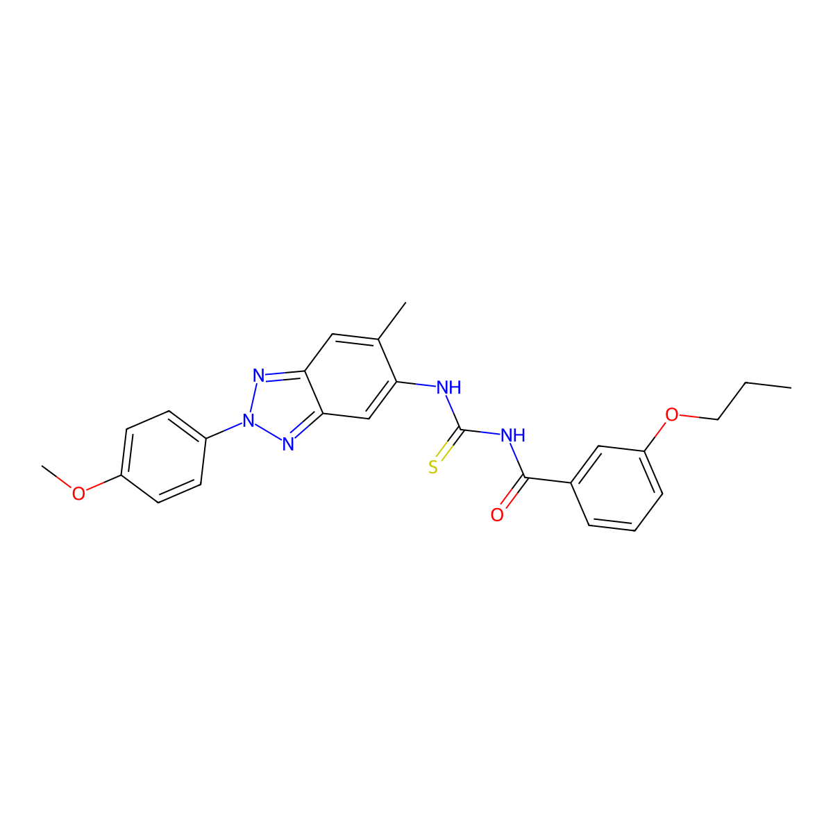 N-[[2-(4-methoxyphenyl)-6-methylbenzotriazol-5-yl]carbamothioyl]-3-propoxybenzamide molecular structure, CAS 426231-91-6