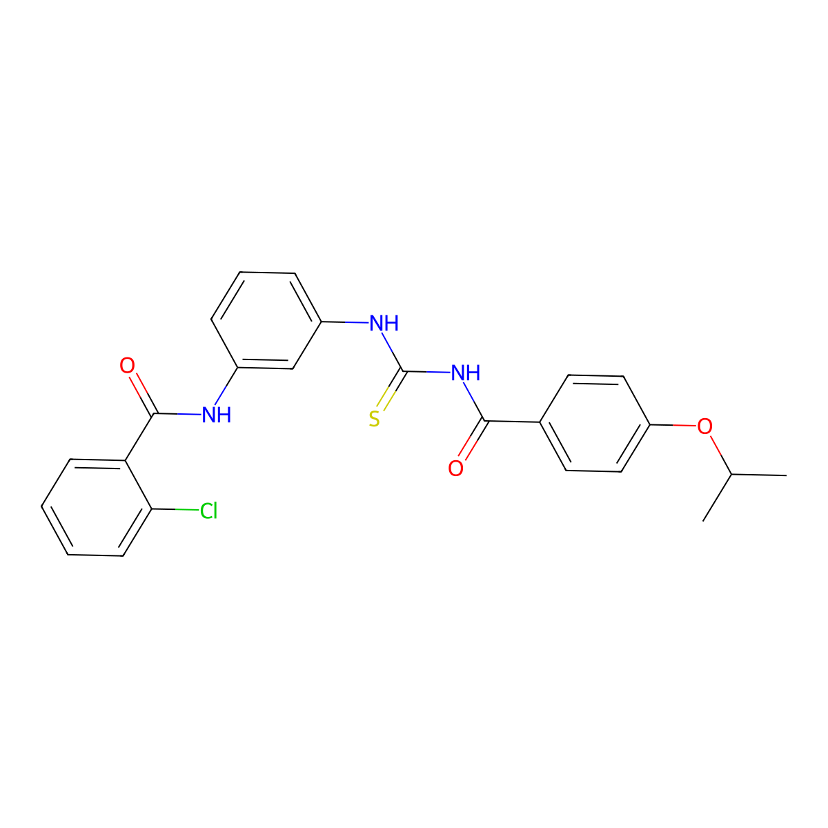 2-chloro-N-[3-[(4-propan-2-yloxybenzoyl)carbamothioylamino]phenyl]benzamide molecular structure, CAS 426232-89-5