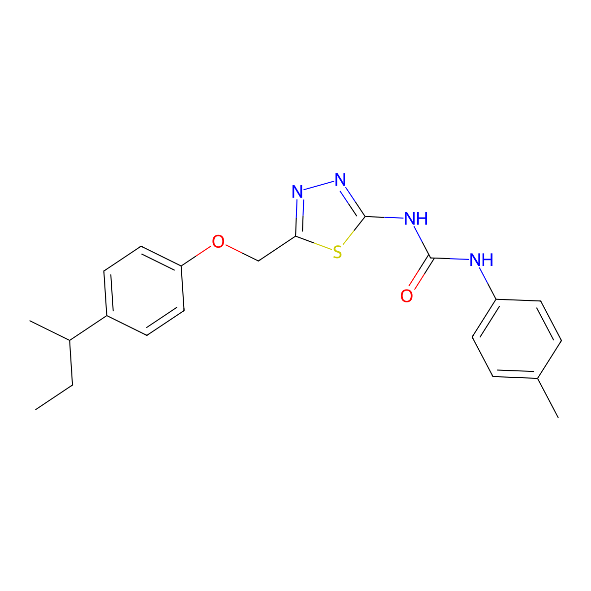 1-[5-[(4-Butan-2-ylphenoxy)methyl]-1,3,4-thiadiazol-2-yl]-3-(4-methylphenyl)urea molecular structure, CAS 426234-56-2