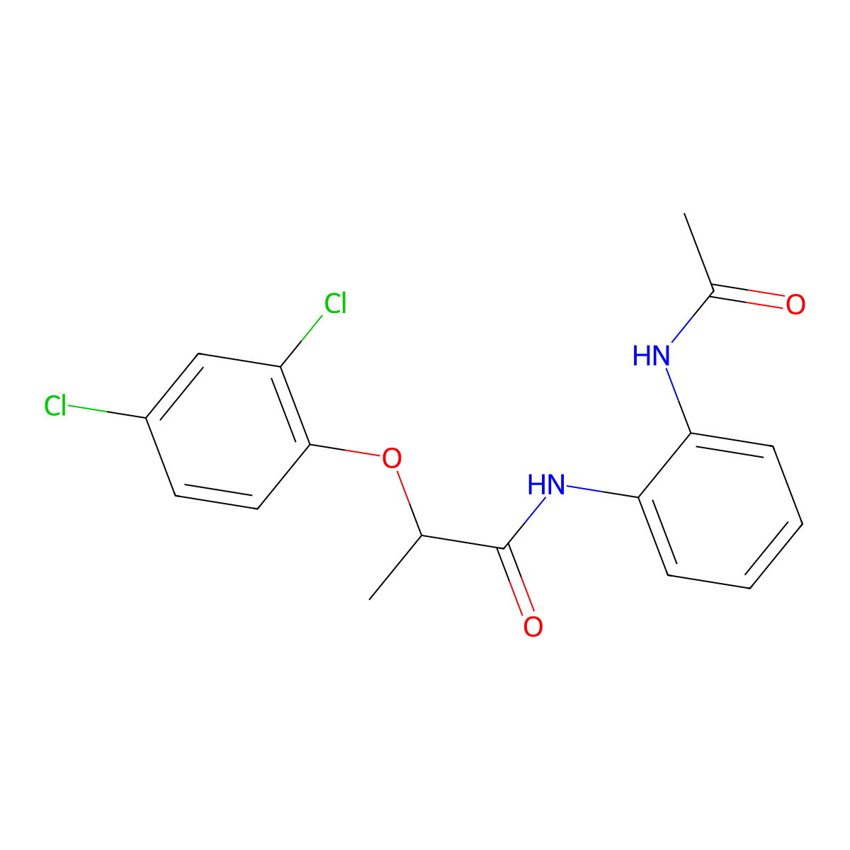 N-(2-acetamidophenyl)-2-(2,4-dichlorophenoxy)propanamide molecular structure, CAS 426234-65-3