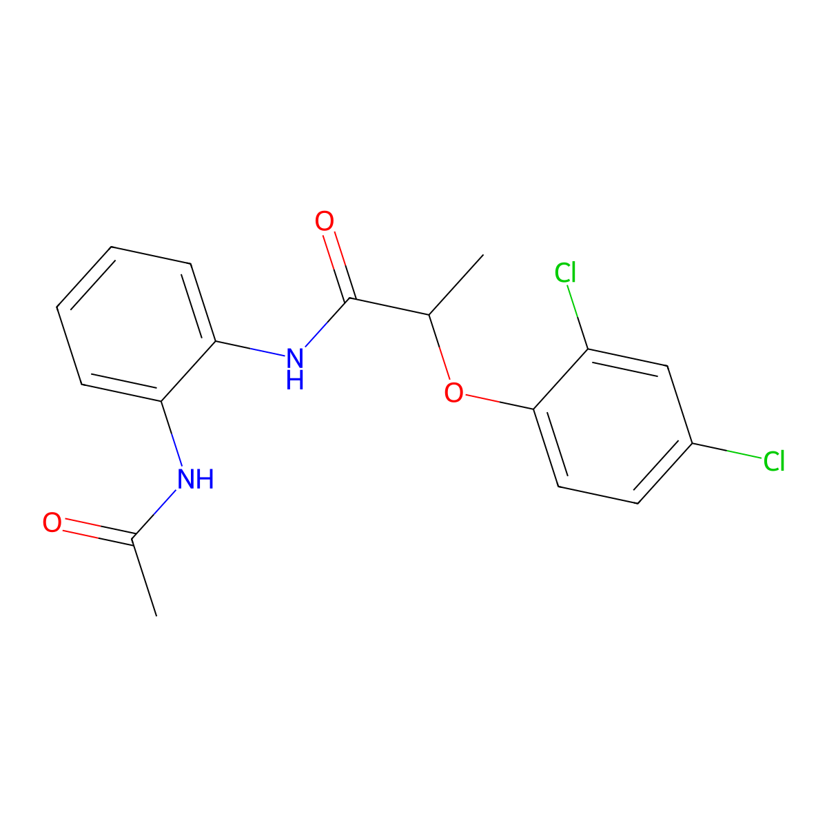 N-(2-acetamidophenyl)-2-(2,4-dichlorophenoxy)propanamide molecular structure, CAS 426234-65-3