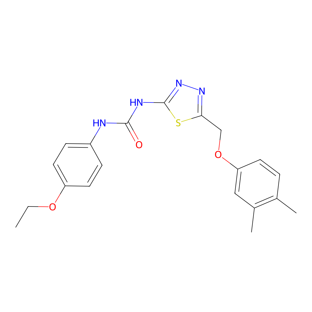 1-[5-[(3,4-Dimethylphenoxy)methyl]-1,3,4-thiadiazol-2-yl]-3-(4-ethoxyphenyl)urea molecular structure, CAS 426234-86-8