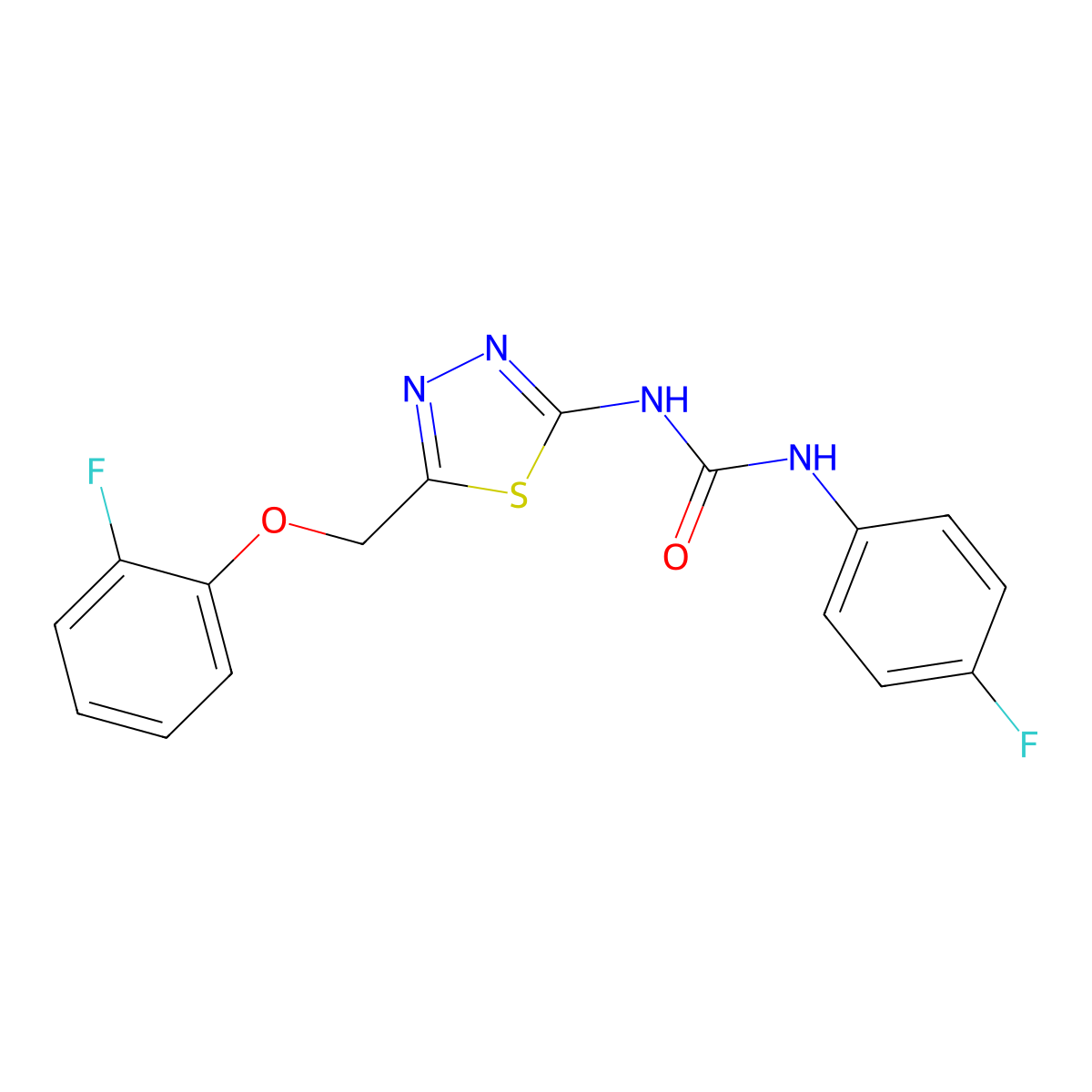 1-[5-[(2-Fluorophenoxy)methyl]-1,3,4-thiadiazol-2-yl]-3-(4-fluorophenyl)urea molecular structure, CAS 426234-88-0