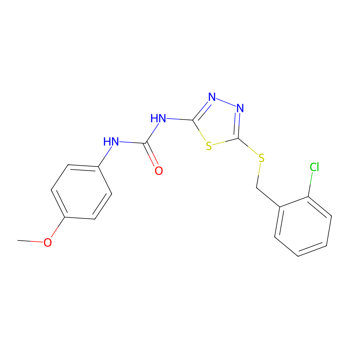 1-[5-[(2-Chlorophenyl)methylsulfanyl]-1,3,4-thiadiazol-2-yl]-3-(4-methoxyphenyl)urea molecular structure, CAS 426234-99-3