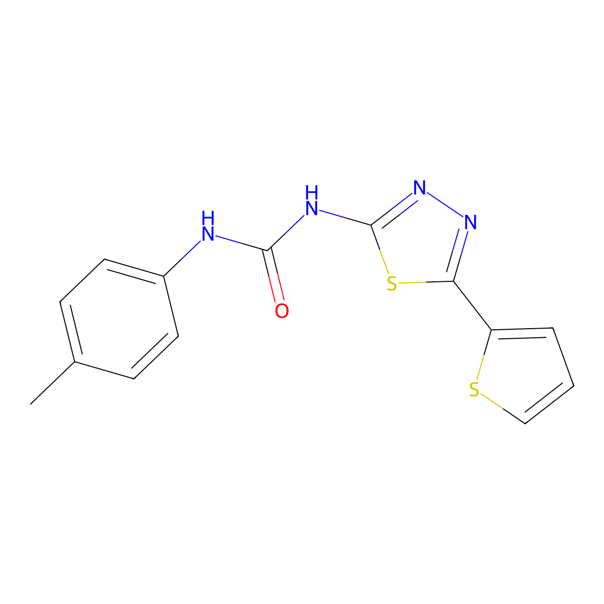 1-(4-Methylphenyl)-3-(5-thiophen-2-yl-1,3,4-thiadiazol-2-yl)urea molecular structure, CAS 426235-06-5