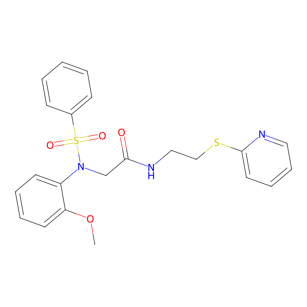 2-[N-(benzenesulfonyl)-2-methoxyanilino]-N-(2-pyridin-2-ylsulfanylethyl)acetamide molecular structure, CAS 426235-07-6