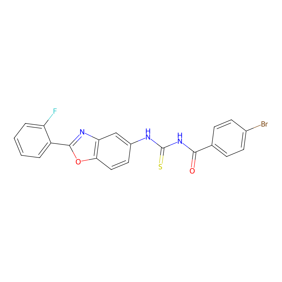 4-bromo-N-[[2-(2-fluorophenyl)-1,3-benzoxazol-5-yl]carbamothioyl]benzamide molecular structure, CAS 426235-24-7
