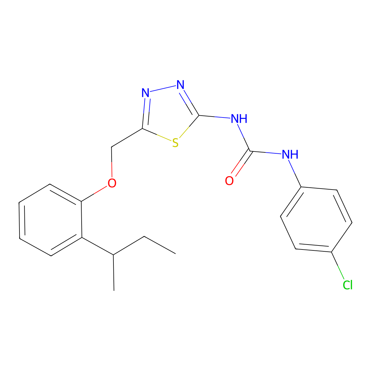 1-[5-[(2-Butan-2-ylphenoxy)methyl]-1,3,4-thiadiazol-2-yl]-3-(4-chlorophenyl)urea molecular structure, CAS 426235-31-6
