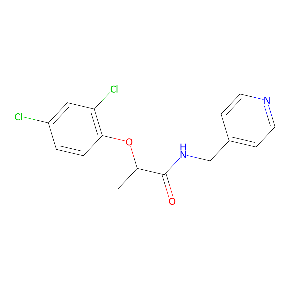 2-(2,4-dichlorophenoxy)-N-(pyridin-4-ylmethyl)propanamide molecular structure, CAS 426235-71-4