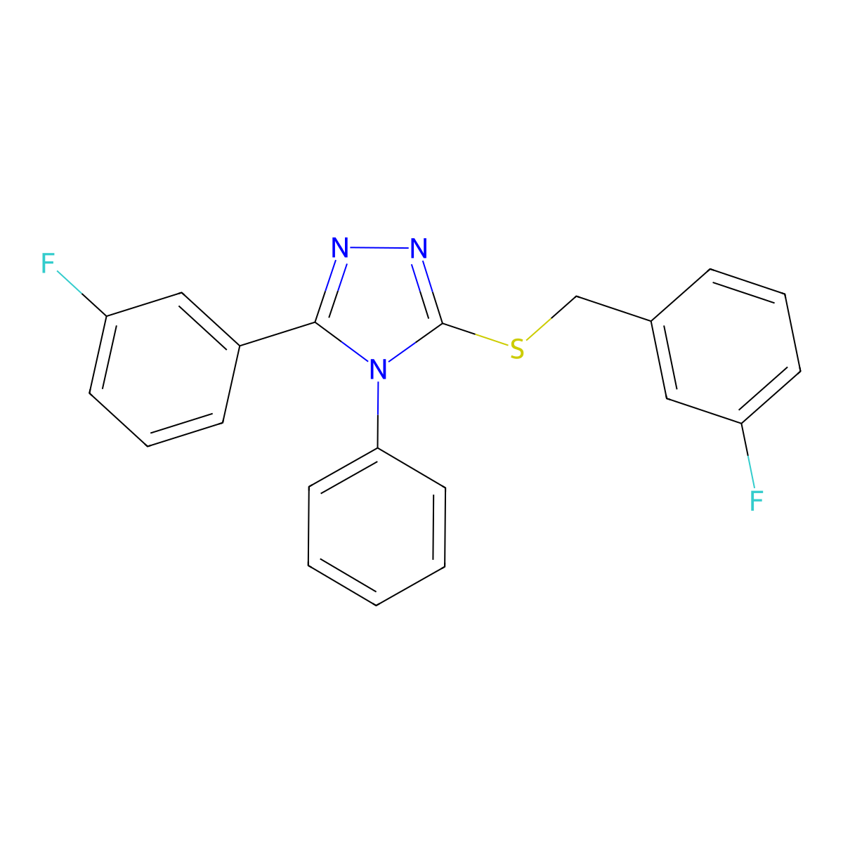 3-(3-Fluoro-benzylsulfanyl)-5-(3-fluoro-phenyl)-4-phenyl-4H-[1,2,4]triazole molecular structure, CAS 426235-74-7