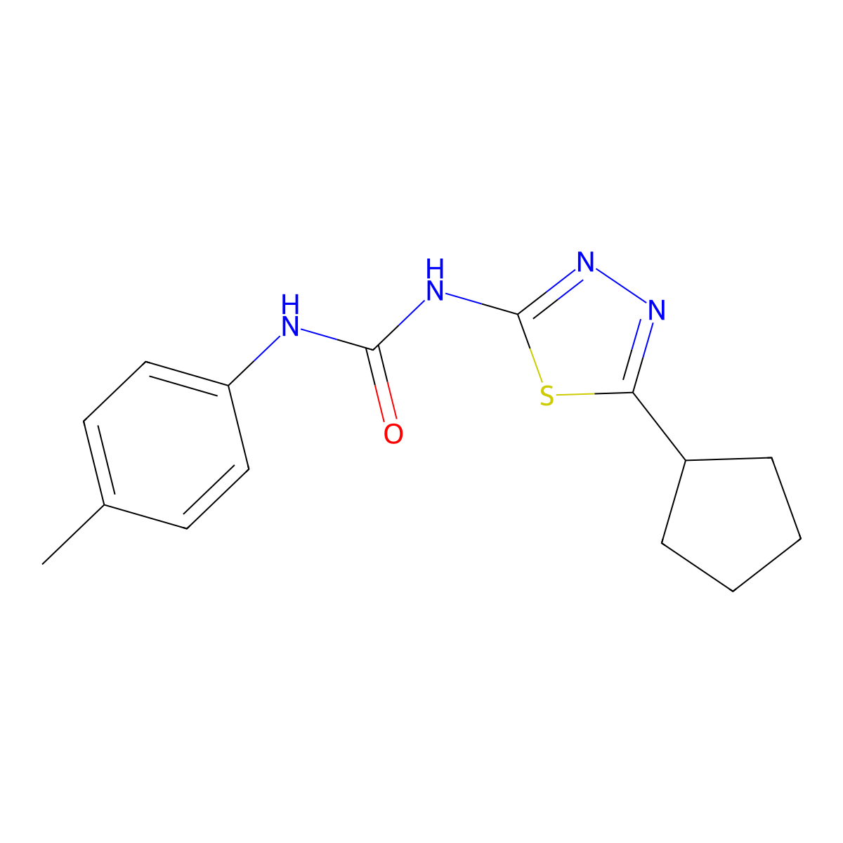 1-(5-Cyclopentyl-1,3,4-thiadiazol-2-yl)-3-(4-methylphenyl)urea molecular structure, CAS 426235-80-5