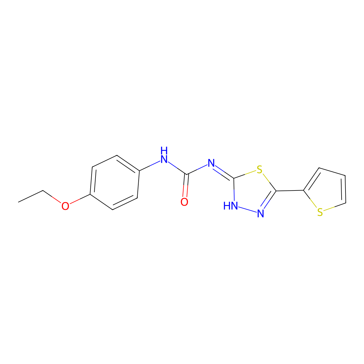1-(4-Ethoxyphenyl)-3-(5-thiophen-2-yl-1,3,4-thiadiazol-2-yl)urea molecular structure, CAS 426235-93-0