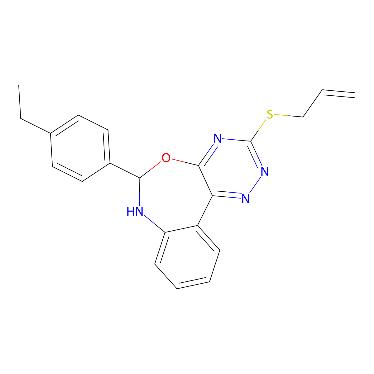 6-(4-Ethylphenyl)-3-prop-2-enylsulfanyl-6,7-dihydro-[1,2,4]triazino[5,6-d][3,1]benzoxazepine molecular structure, CAS 426236-00-2