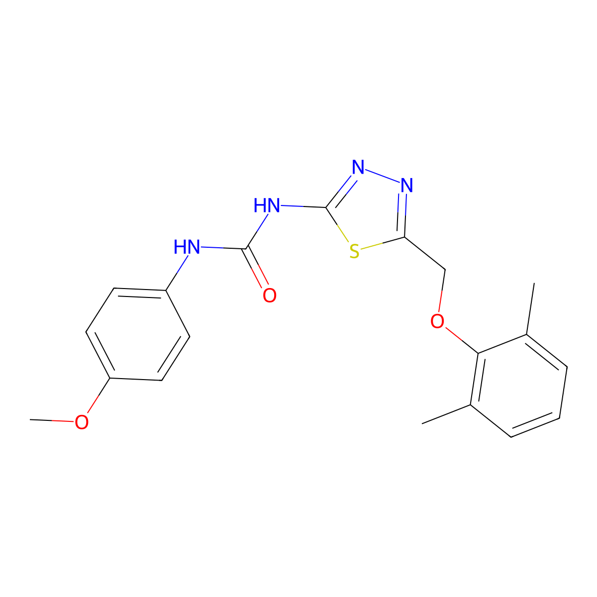 1-(5-((2,6-Dimethylphenoxy)methyl)-1,3,4-thiadiazol-2-yl)-3-(4-methoxyphenyl)urea molecular structure, CAS 426236-09-1