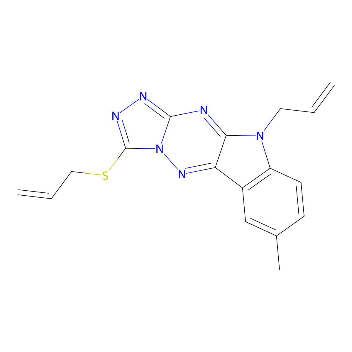 10-allyl-3-(allylthio)-7-methyl-10H-[1,2,4]triazolo[4',3':2,3][1,2,4]triazino[5,6-b]indole molecular structure, CAS 426236-48-8
