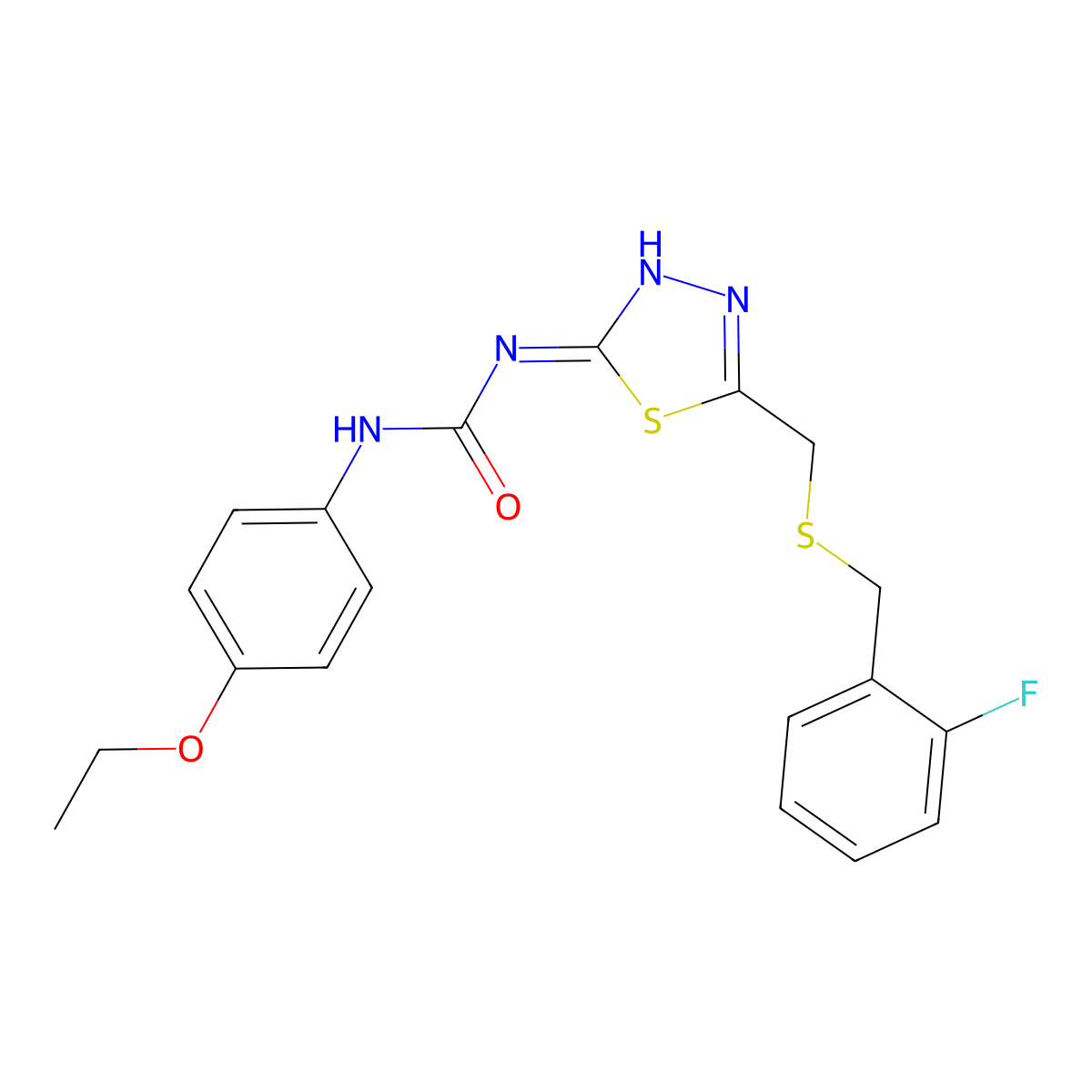1-(4-Ethoxyphenyl)-3-[5-[(2-fluorophenyl)methylsulfanylmethyl]-1,3,4-thiadiazol-2-yl]urea molecular structure, CAS 426236-86-4