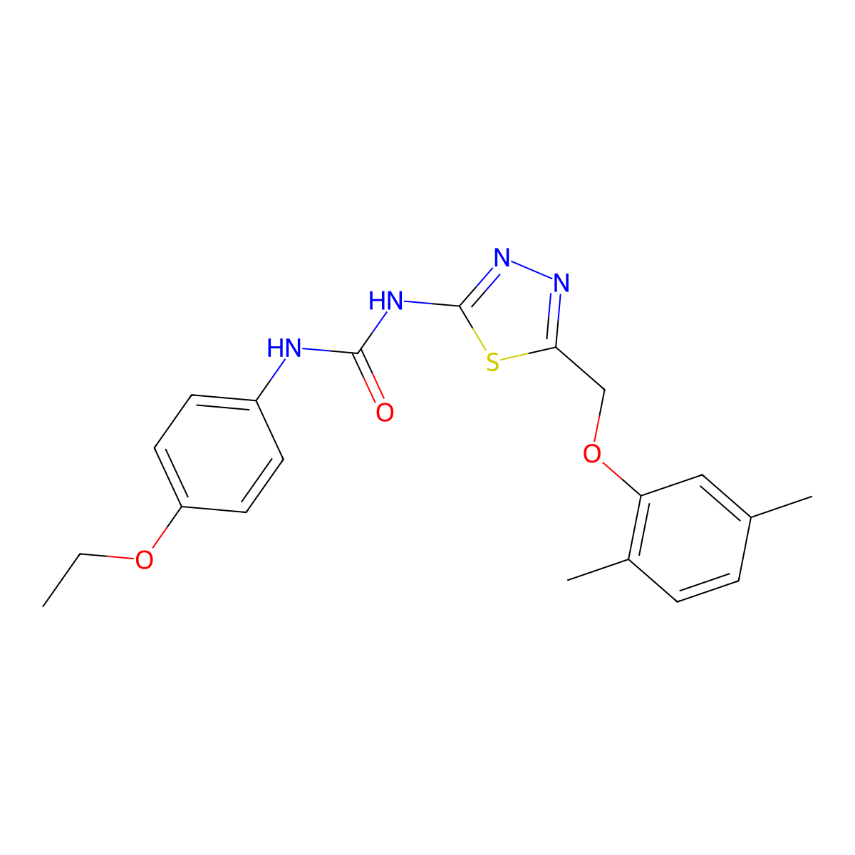1-[5-[(2,5-Dimethylphenoxy)methyl]-1,3,4-thiadiazol-2-yl]-3-(4-ethoxyphenyl)urea molecular structure, CAS 426236-90-0