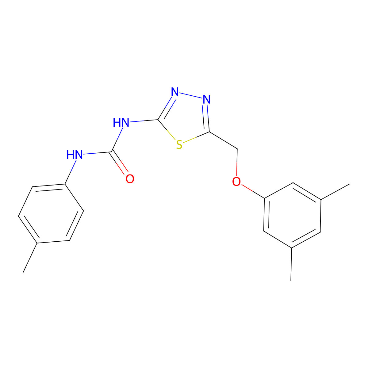 1-{5-[(3,5-Dimethylphenoxy)methyl]-1,3,4-thiadiazol-2-yl}-3-(4-methylphenyl)urea molecular structure, CAS 426237-05-0