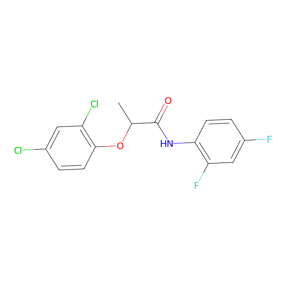 2-(2,4-dichlorophenoxy)-N-(2,4-difluorophenyl)propanamide molecular structure, CAS 426237-26-5