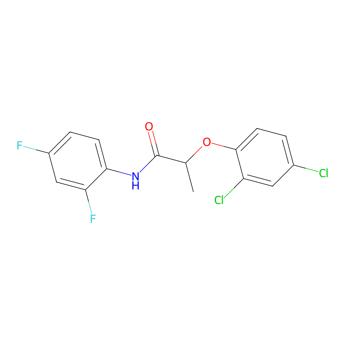 2-(2,4-dichlorophenoxy)-N-(2,4-difluorophenyl)propanamide molecular structure, CAS 426237-26-5