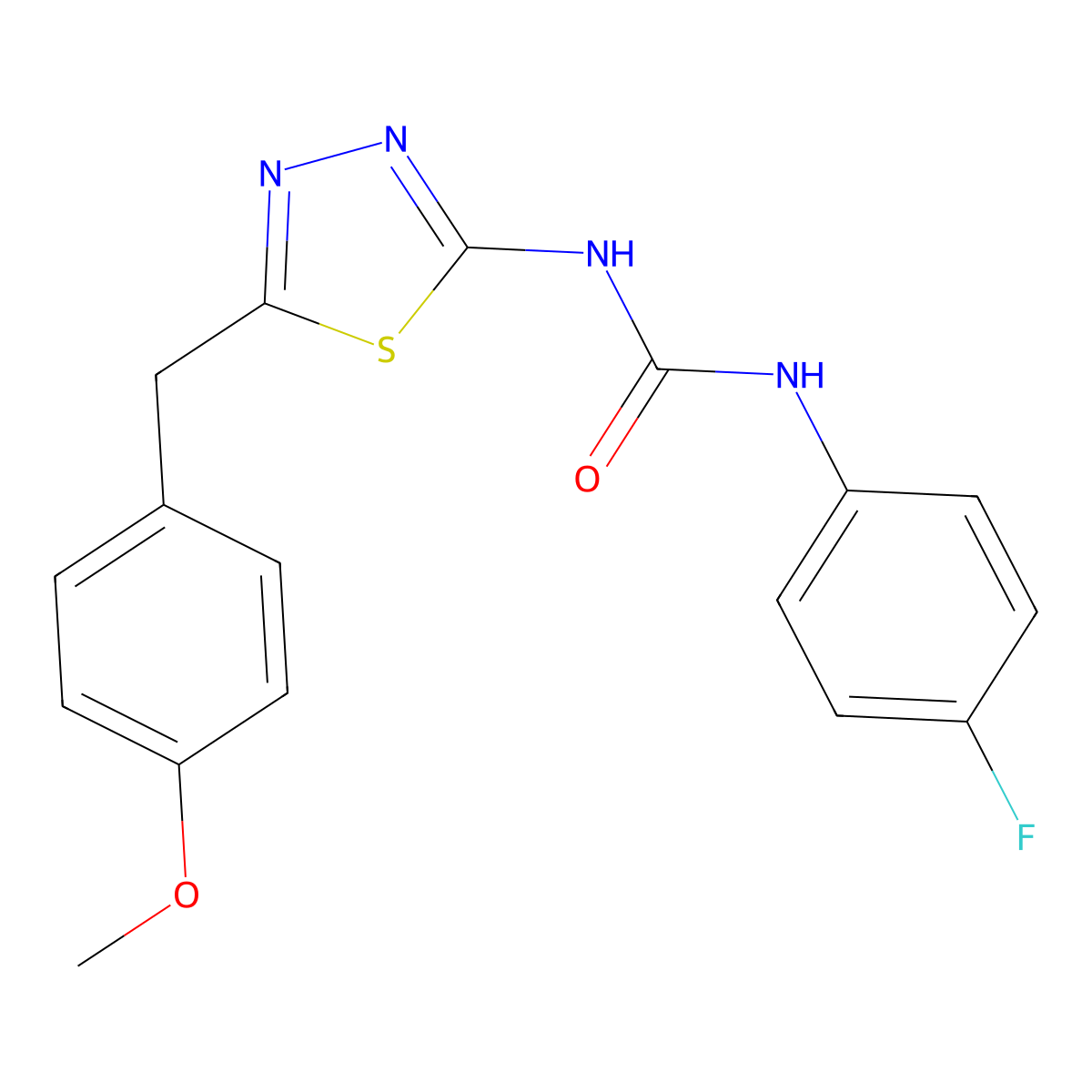 1-(4-Fluorophenyl)-3-[5-(4-methoxybenzyl)-1,3,4-thiadiazol-2-yl]urea molecular structure, CAS 426237-38-9