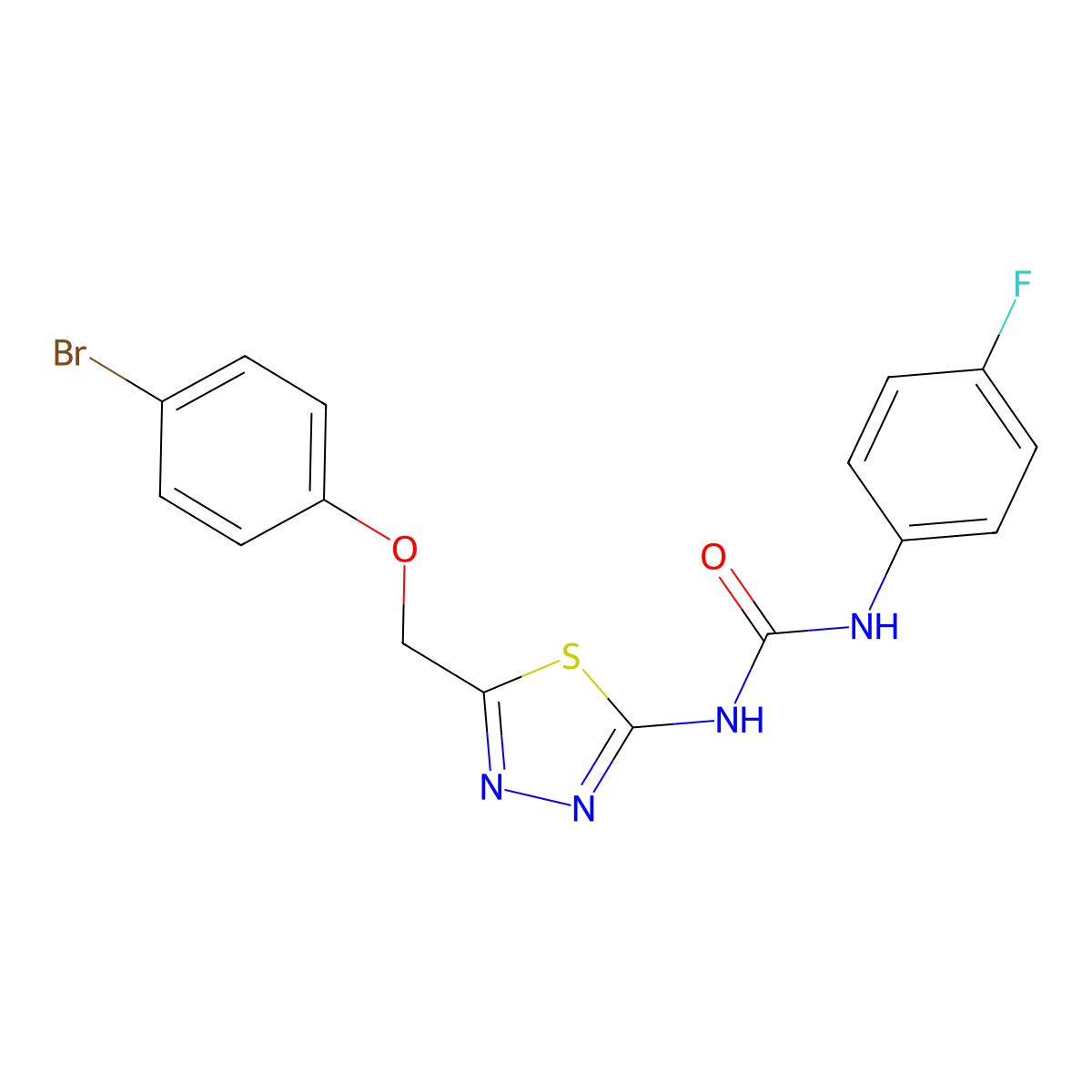 1-{5-[(4-Bromophenoxy)methyl]-1,3,4-thiadiazol-2-yl}-3-(4-fluorophenyl)urea molecular structure, CAS 426237-49-2