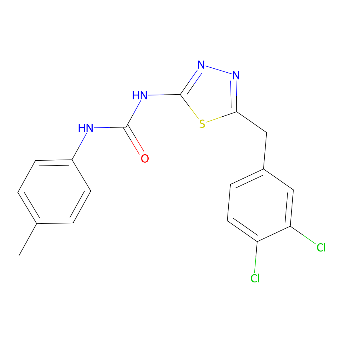 1-[5-(3,4-Dichlorobenzyl)-1,3,4-thiadiazol-2-yl]-3-(4-methylphenyl)urea molecular structure, CAS 426237-82-3