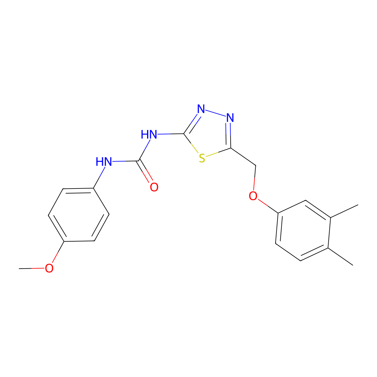 1-[5-[(3,4-Dimethylphenoxy)methyl]-1,3,4-thiadiazol-2-yl]-3-(4-methoxyphenyl)urea molecular structure, CAS 426237-84-5