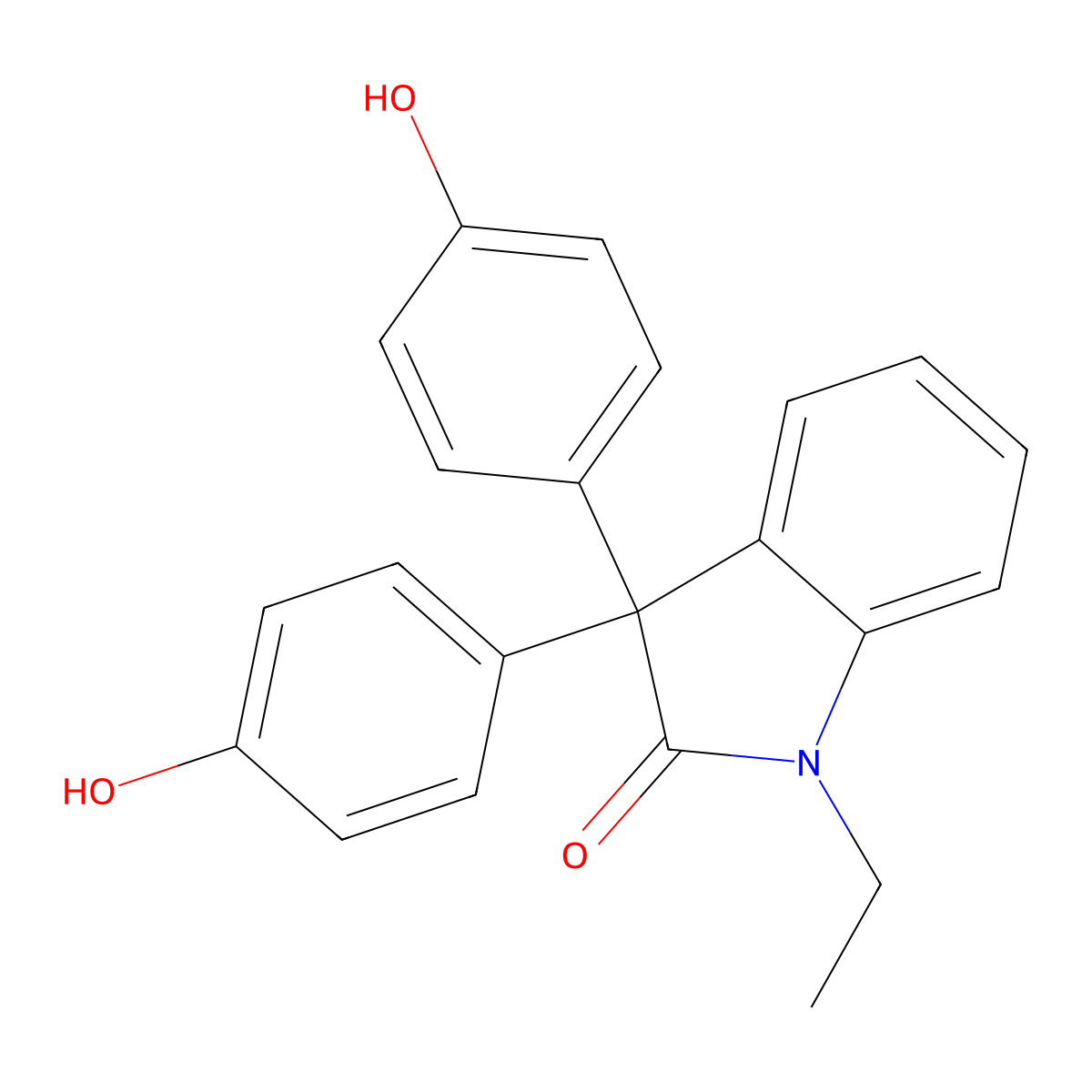 1-Ethyl-3,3-bis(4-hydroxyphenyl)indol-2-one molecular structure, CAS 426237-89-0