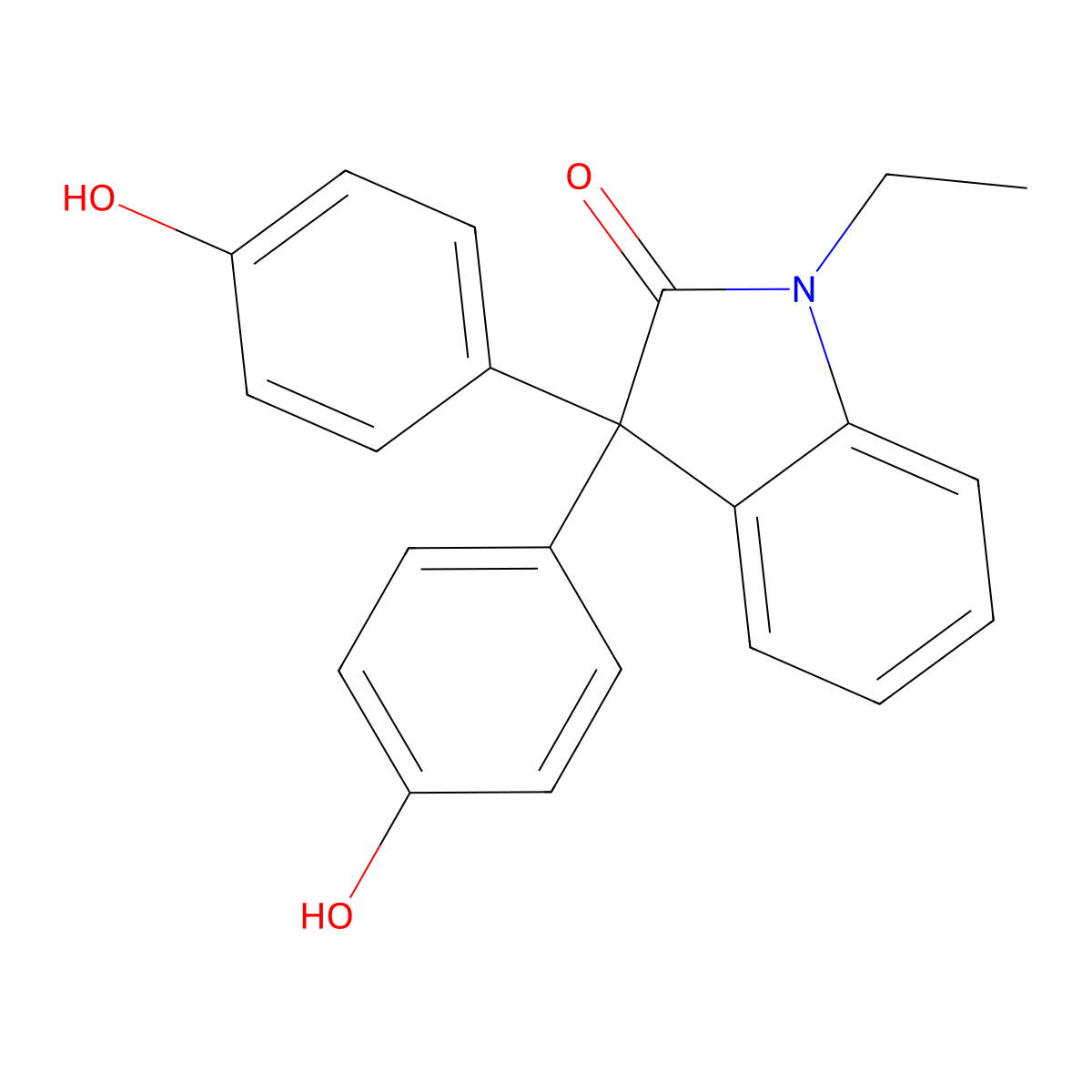 1-Ethyl-3,3-bis(4-hydroxyphenyl)indol-2-one molecular structure, CAS 426237-89-0