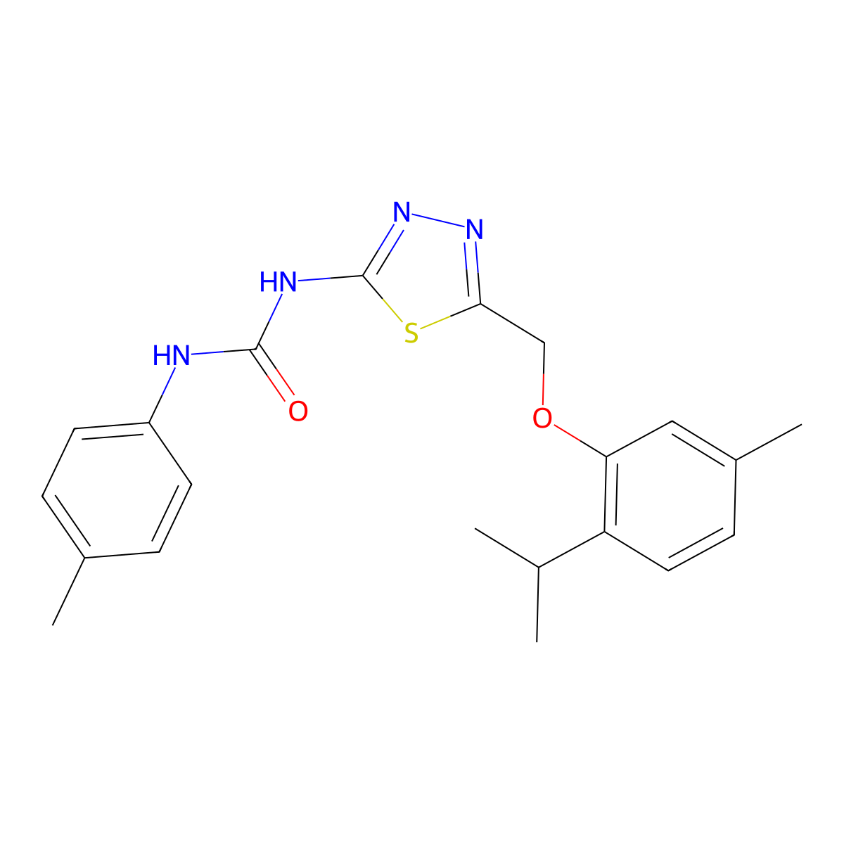 1-(4-Methylphenyl)-3-(5-{[5-methyl-2-(propan-2-yl)phenoxy]methyl}-1,3,4-thiadiazol-2-yl)urea molecular structure, CAS 426238-16-6