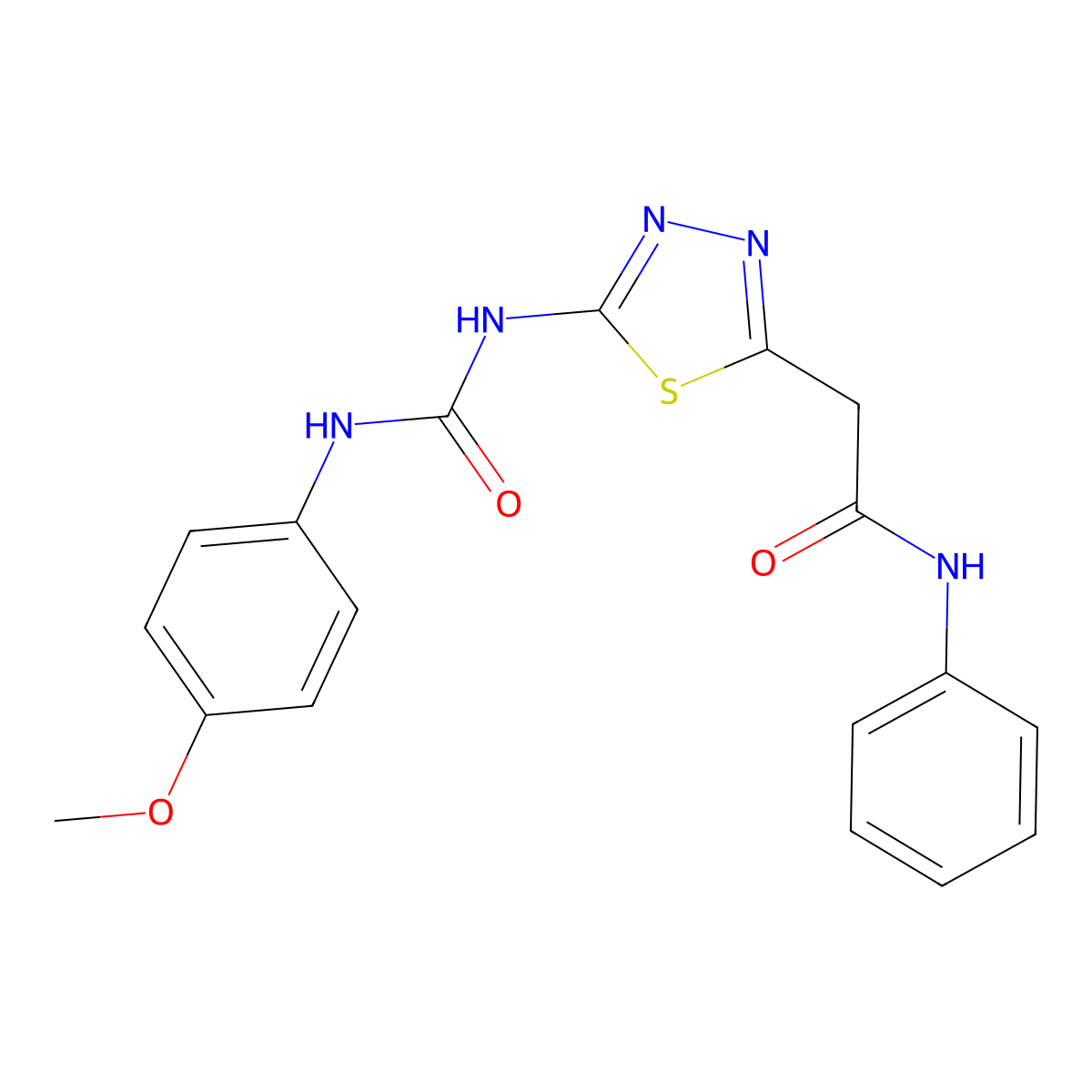 2-(5-{[(4-methoxyphenyl)carbamoyl]amino}-1,3,4-thiadiazol-2-yl)-N-phenylacetamide molecular structure, CAS 426238-19-9