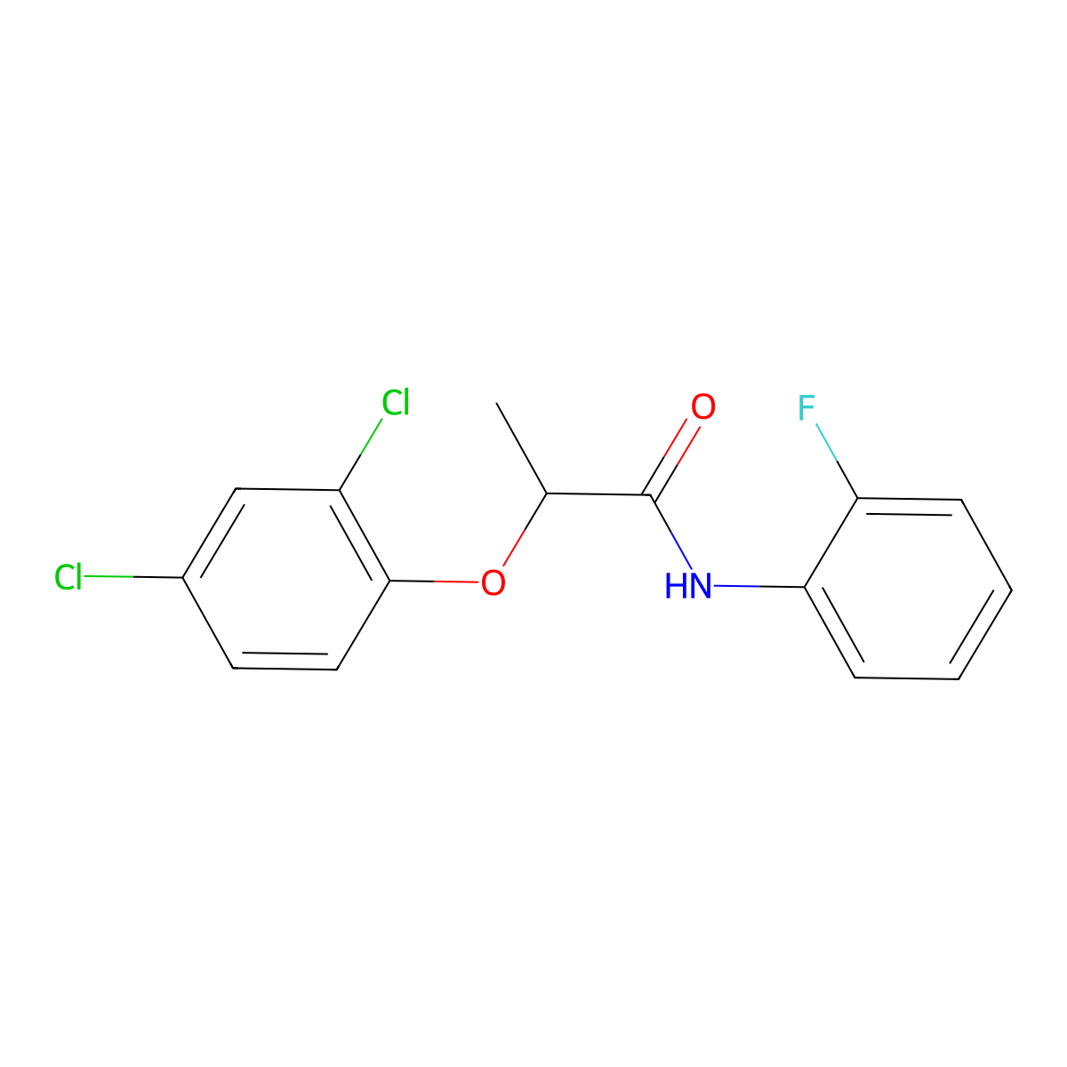 2-(2,4-dichlorophenoxy)-N-(2-fluorophenyl)propanamide molecular structure, CAS 426238-20-2