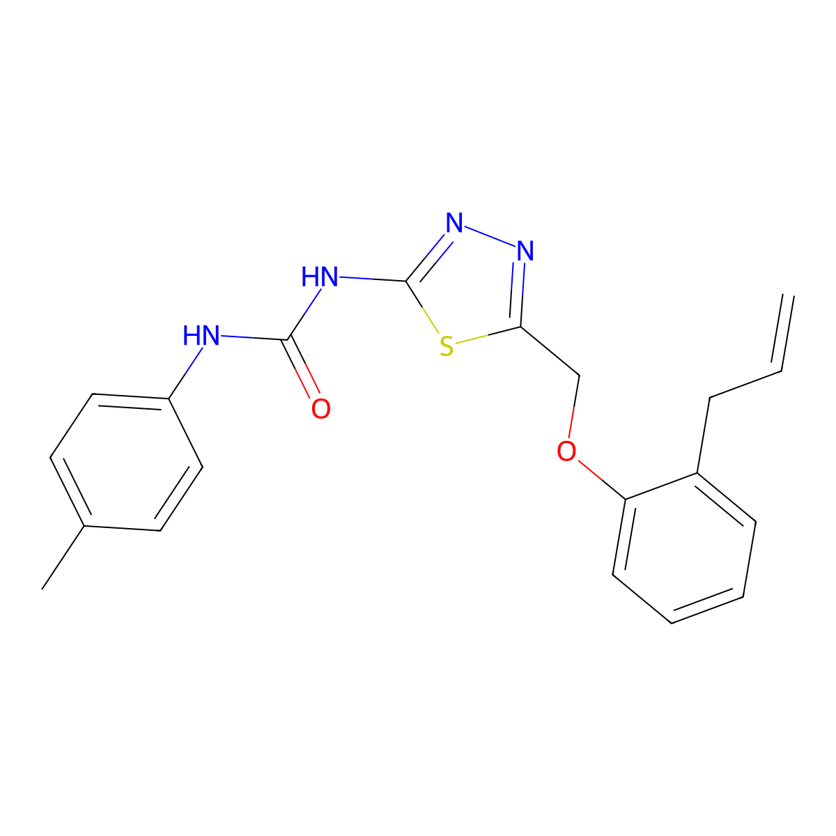 1-(4-Methylphenyl)-3-(5-{[2-(prop-2-en-1-yl)phenoxy]methyl}-1,3,4-thiadiazol-2-yl)urea molecular structure, CAS 426238-45-1