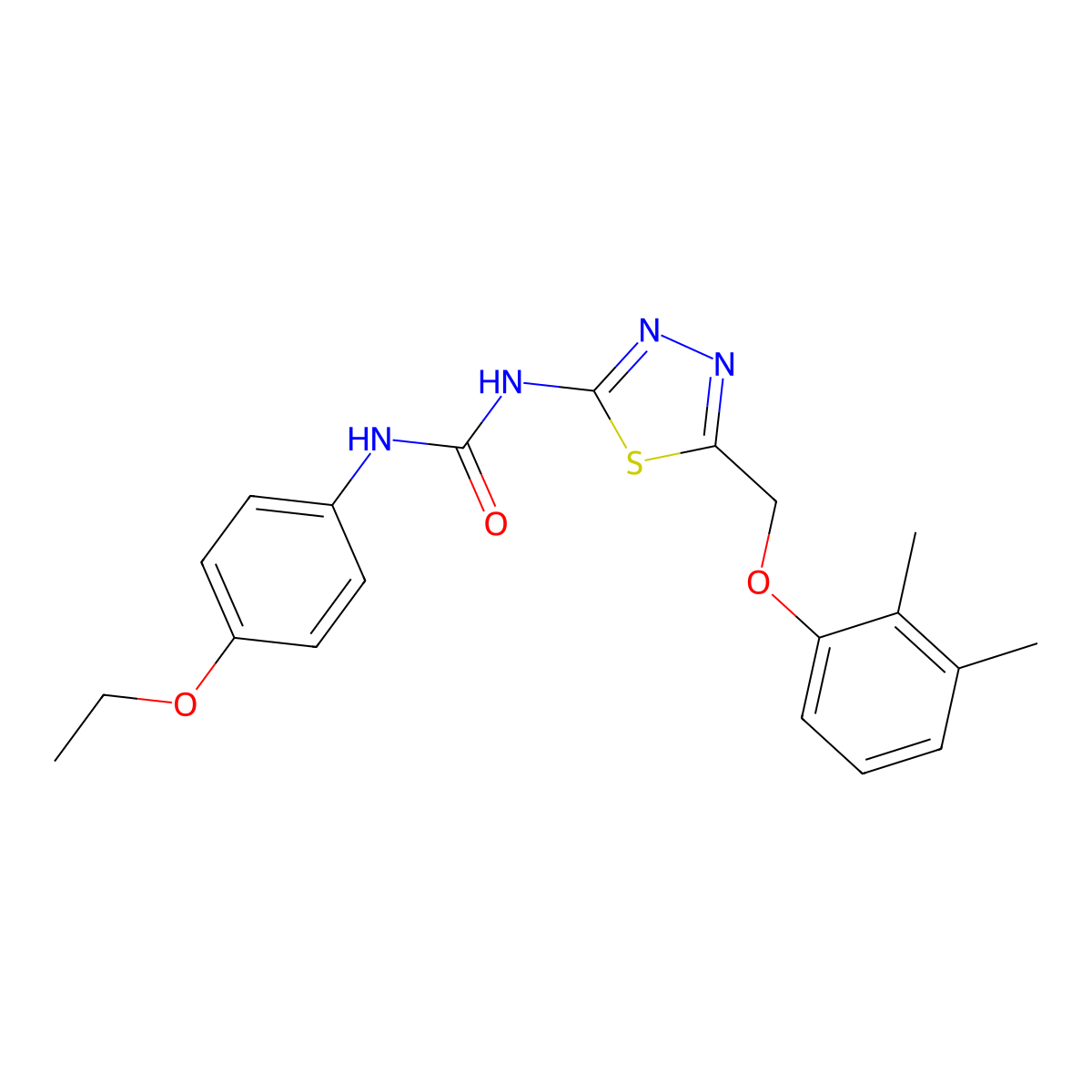1-[5-[(2,3-Dimethylphenoxy)methyl]-1,3,4-thiadiazol-2-yl]-3-(4-ethoxyphenyl)urea molecular structure, CAS 426238-85-9