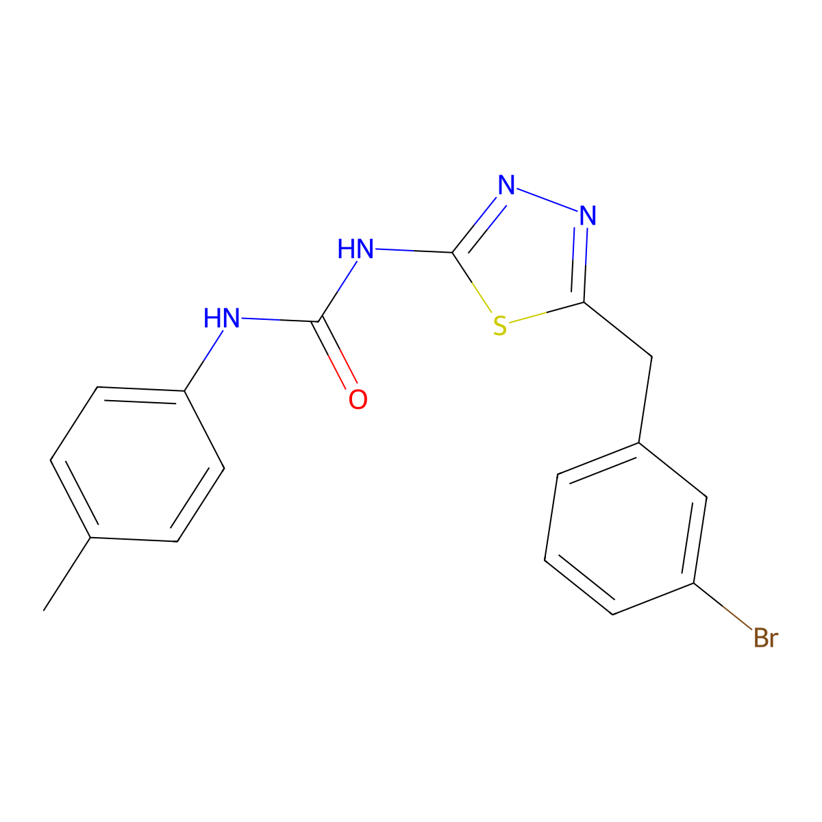 1-[5-[(3-Bromophenyl)methyl]-1,3,4-thiadiazol-2-yl]-3-(4-methylphenyl)urea molecular structure, CAS 426238-94-0