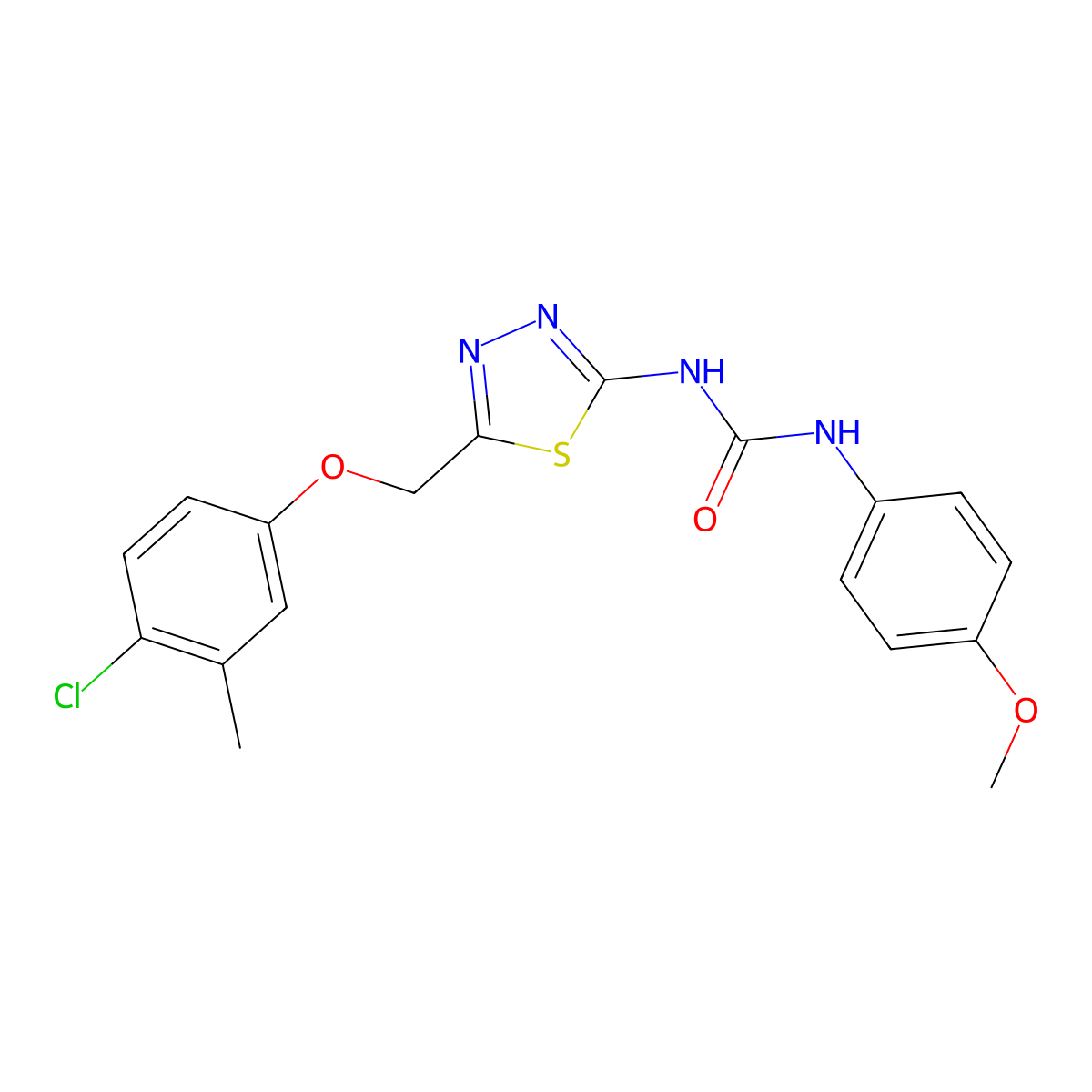 1-[5-[(4-Chloro-3-methylphenoxy)methyl]-1,3,4-thiadiazol-2-yl]-3-(4-methoxyphenyl)urea molecular structure, CAS 426239-11-4