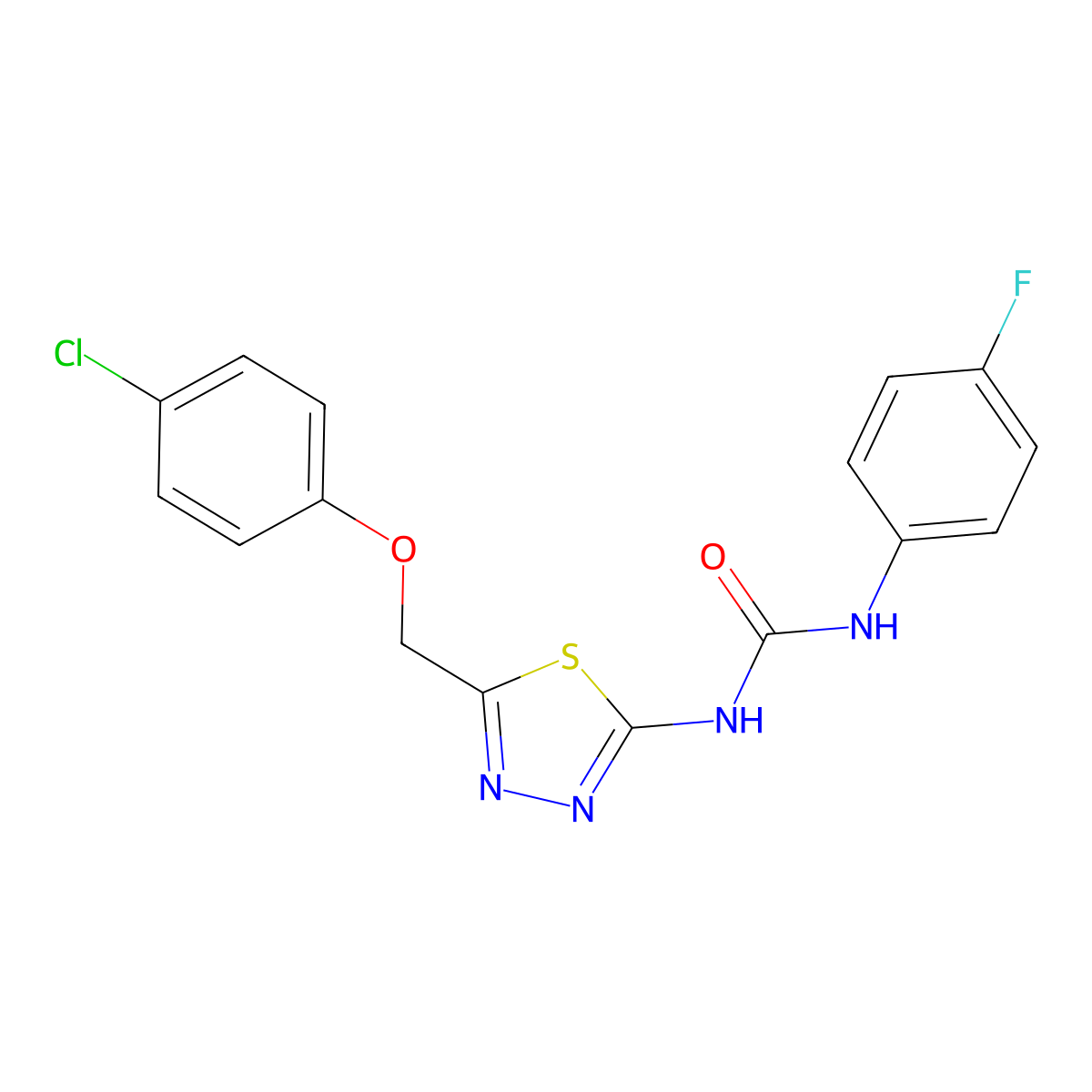 1-{5-[(4-Chlorophenoxy)methyl]-1,3,4-thiadiazol-2-yl}-3-(4-fluorophenyl)urea molecular structure, CAS 426239-49-8