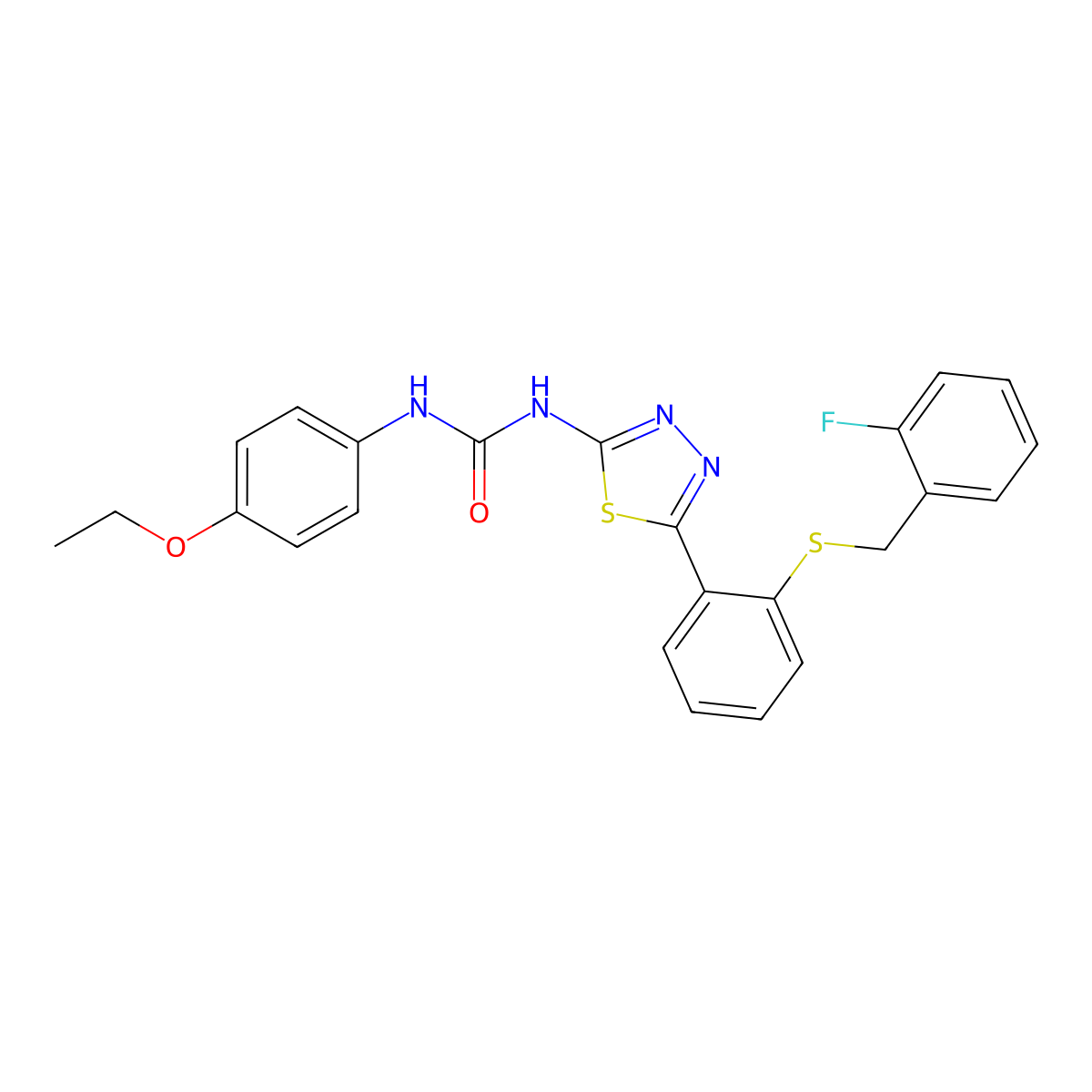 1-(4-Ethoxyphenyl)-3-[5-[2-[(2-fluorophenyl)methylsulfanyl]phenyl]-1,3,4-thiadiazol-2-yl]urea molecular structure, CAS 426239-68-1
